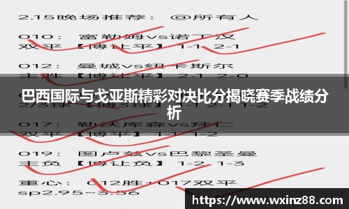 巴西国际与戈亚斯精彩对决比分揭晓赛季战绩分析